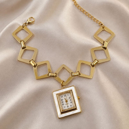 Minimal Square Dial Bracelet Watch – Gold Finish