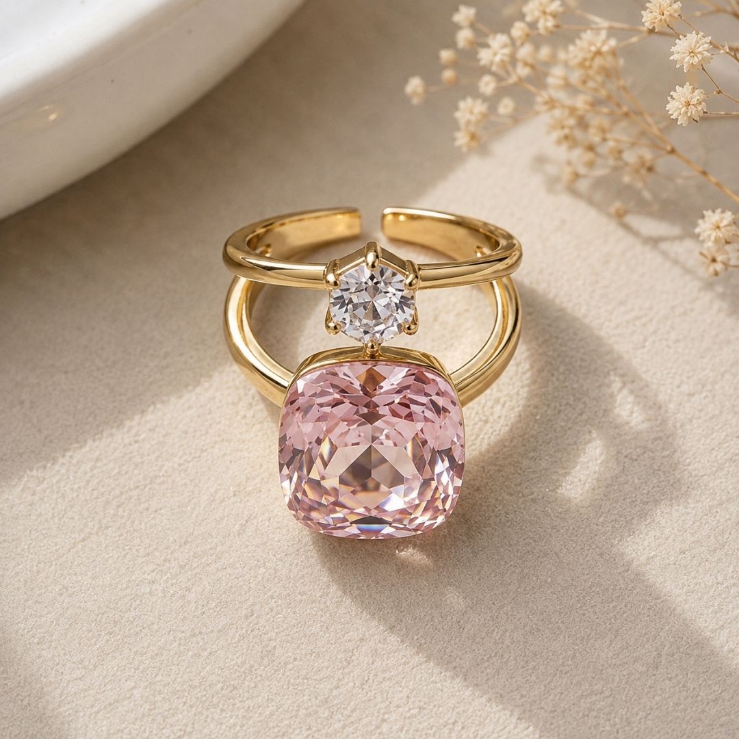 Blush Radiance Double Crystal Ring