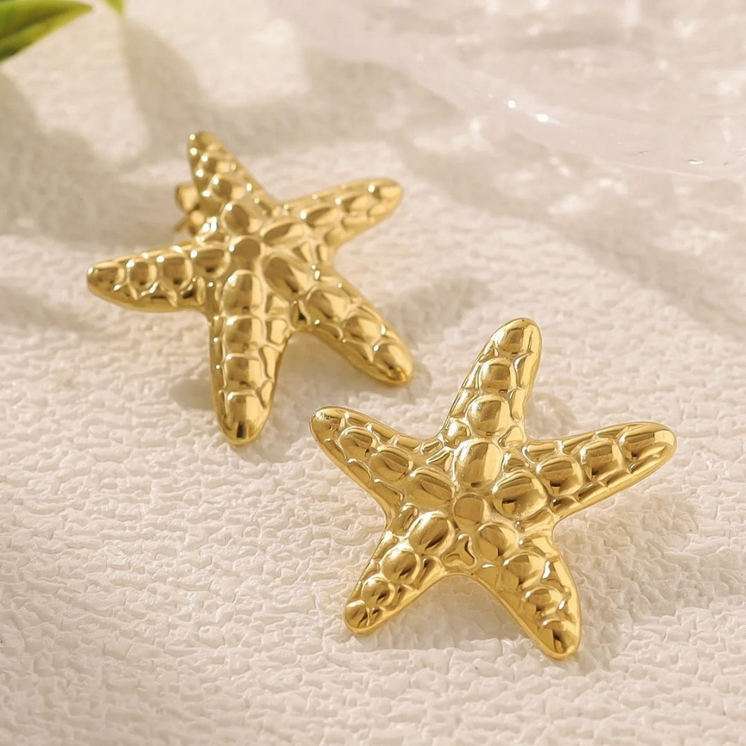 Gold Plated Starfish Stud Earrings