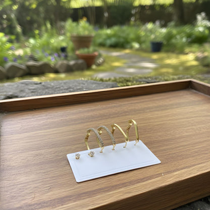 Gold Plated CZ Square Hoop Earrings Set | Anti-Tarnish