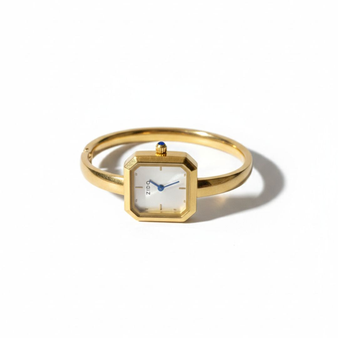 Vintage Gold Bangle Watch – Minimalist Square Face