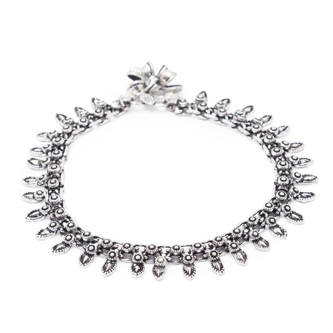 Vintage Oxidized Silver Anklet for Women