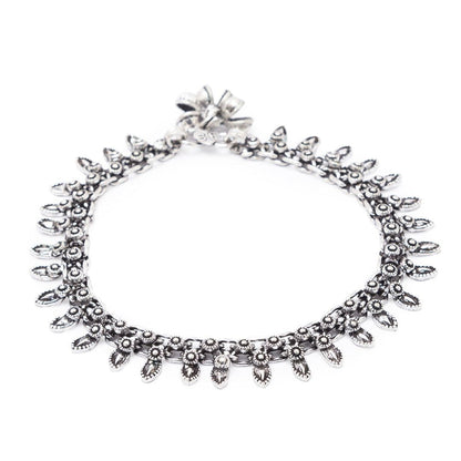 Vintage Oxidized Silver Anklet for Women