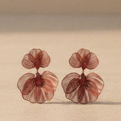 Maroon Floral Statement Earrings for Women – Lightweight Party Wear Earrings for Girls