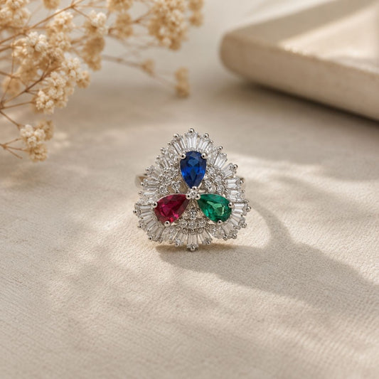 AD Multi-Stone Statement Finger Ring