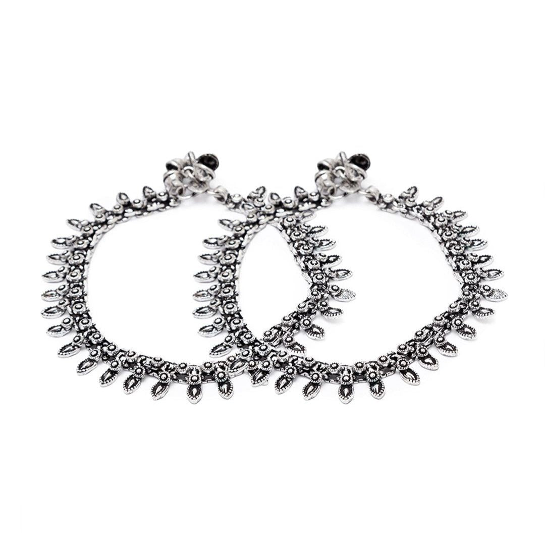 Vintage Oxidized Silver Anklet for Women