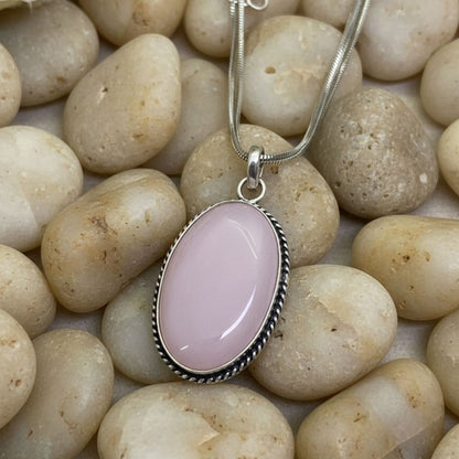 Rose Quartz Oval Pendant Necklace