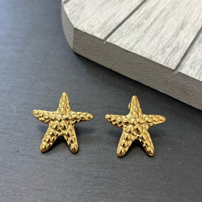 Gold Plated Starfish Stud Earrings