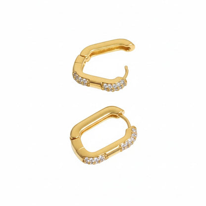 18K Gold Plated Anti-Tarnish Crystal Huggie Earrings