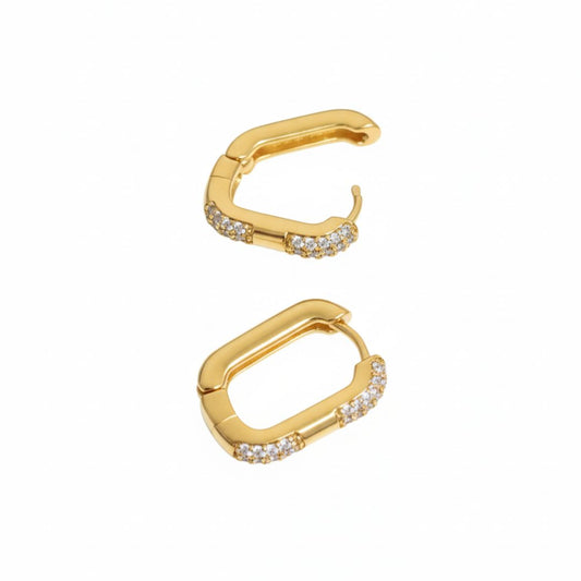 18K Gold Plated Anti-Tarnish Crystal Huggie Earrings