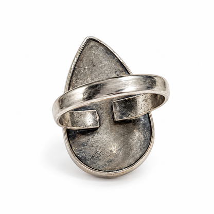 Oxidised Silver Teardrop Ring with Purple Natural Stone