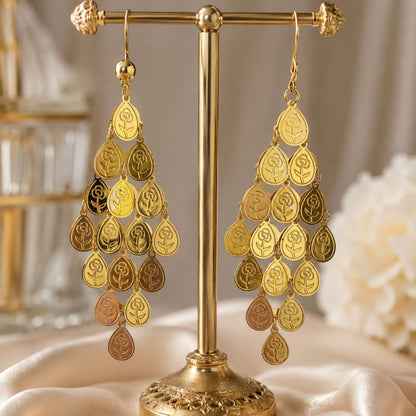 Elegant Gold Floral Drop Earrings