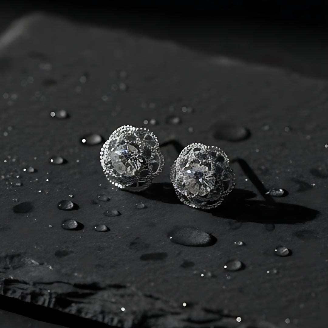 Silver Floral Cluster Stud Earrings