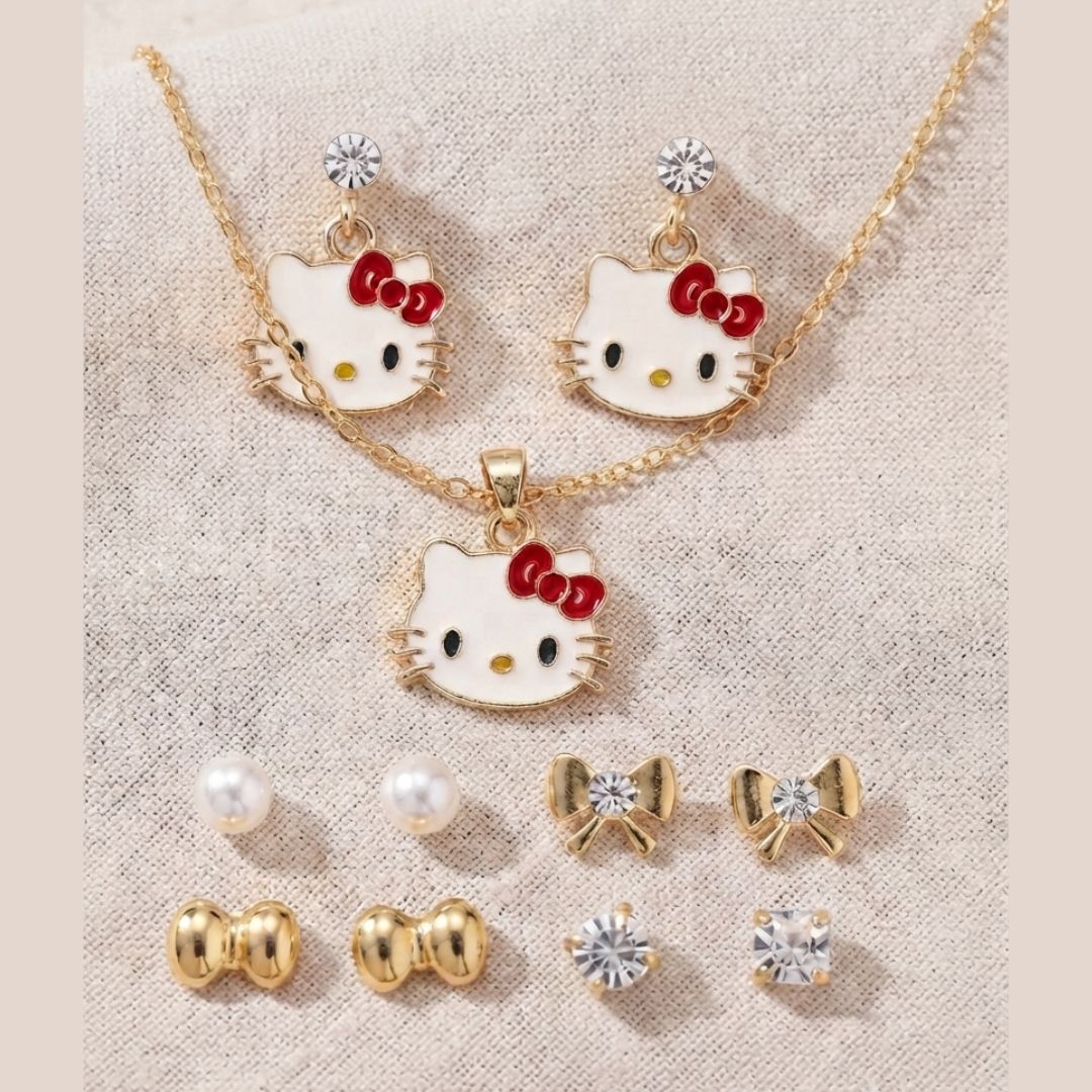 Cute Kitty Kids Jewelry Gift Set for Girls