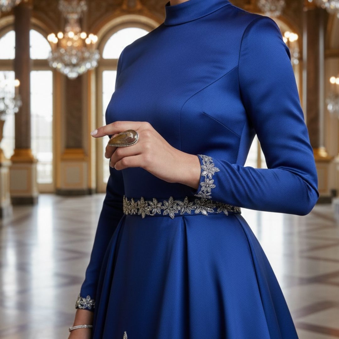 Natural Stone Teardrop Oxidised Silver Statement Ring