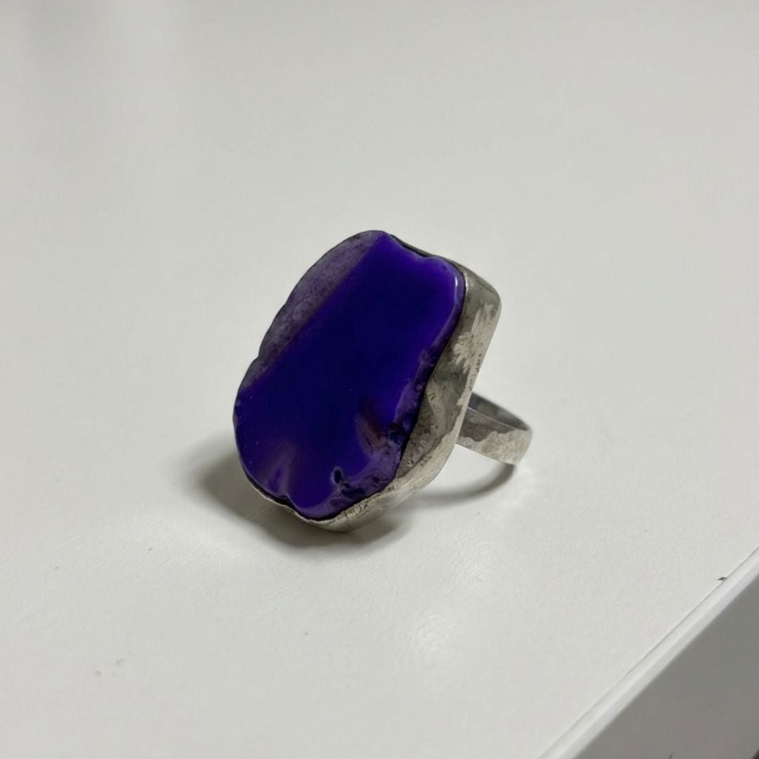 Purple Agate Slice Statement Ring