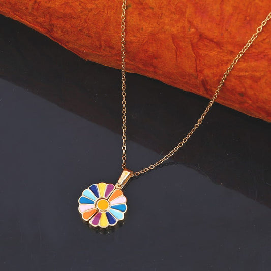 Vivid Multicolor Anti-Tarnish Flower Pendant Necklace