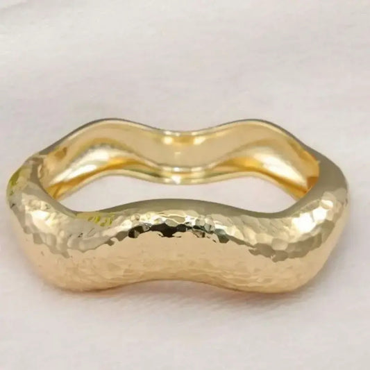 Wavy Hammered Gold Plated Cuff Bracelet
