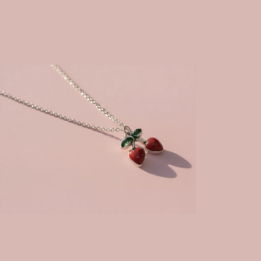Cherry Charm Kids Necklace – Red Enamel Pendant