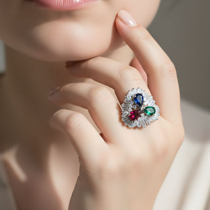 AD Multi-Stone Statement Finger Ring