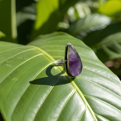 Oxidized Silver Amethyst Statement Ring