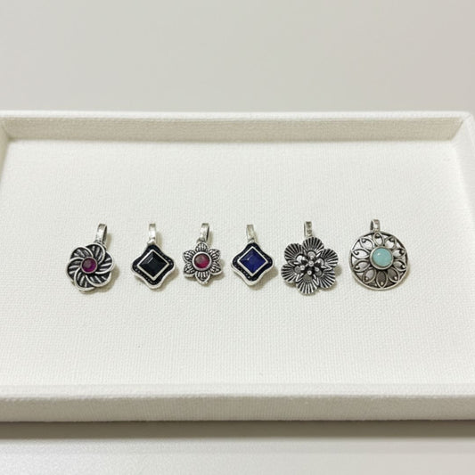 Classic Floral & Geometric Oxidised Nose Pins – 6 Variations