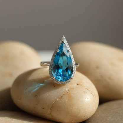 Ocean Teardrop AD Cocktail Ring