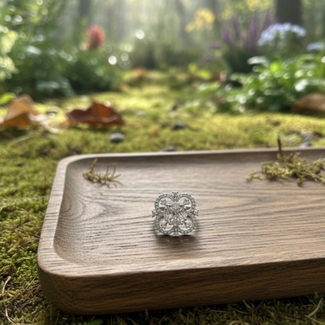 Elegant Floral AD Statement Ring