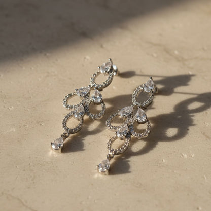 American Diamond Layered Chandelier Earrings