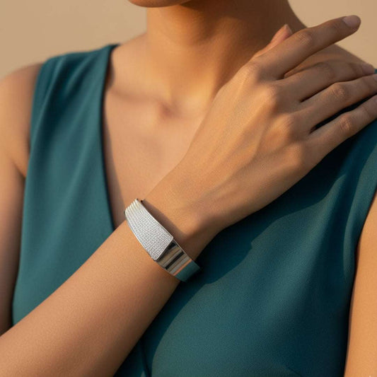 AD Premium Silver Cuff Bangle