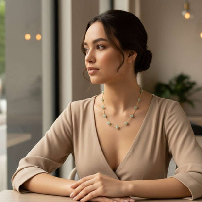 Minimal Green Bead Necklace