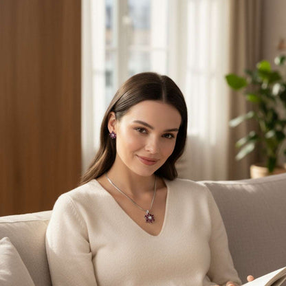 American Diamond Floral Necklace Set