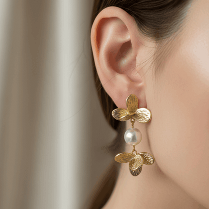 Gold Butterfly Chandelier Tassel Earrings