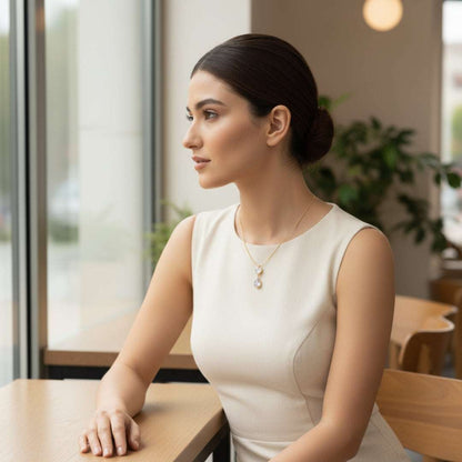 Anti-Tarnish Diamond Drop Pendant