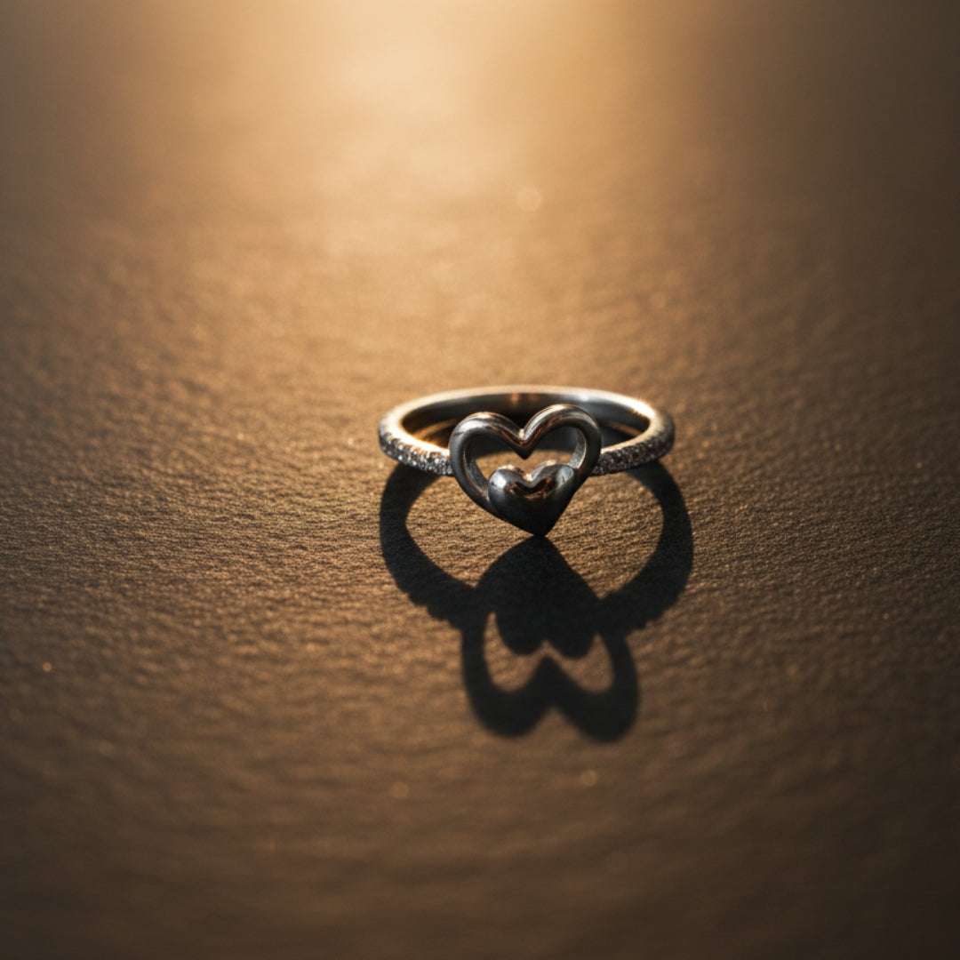 Double Heart Silver Plated Ring