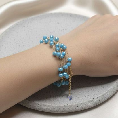 Handmade Turquoise Beaded Gold Bracelet – Elegant Multi-Strand Jewelry
