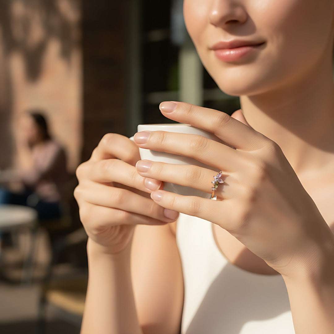 Butterfly Gold Plated Diamond Ring