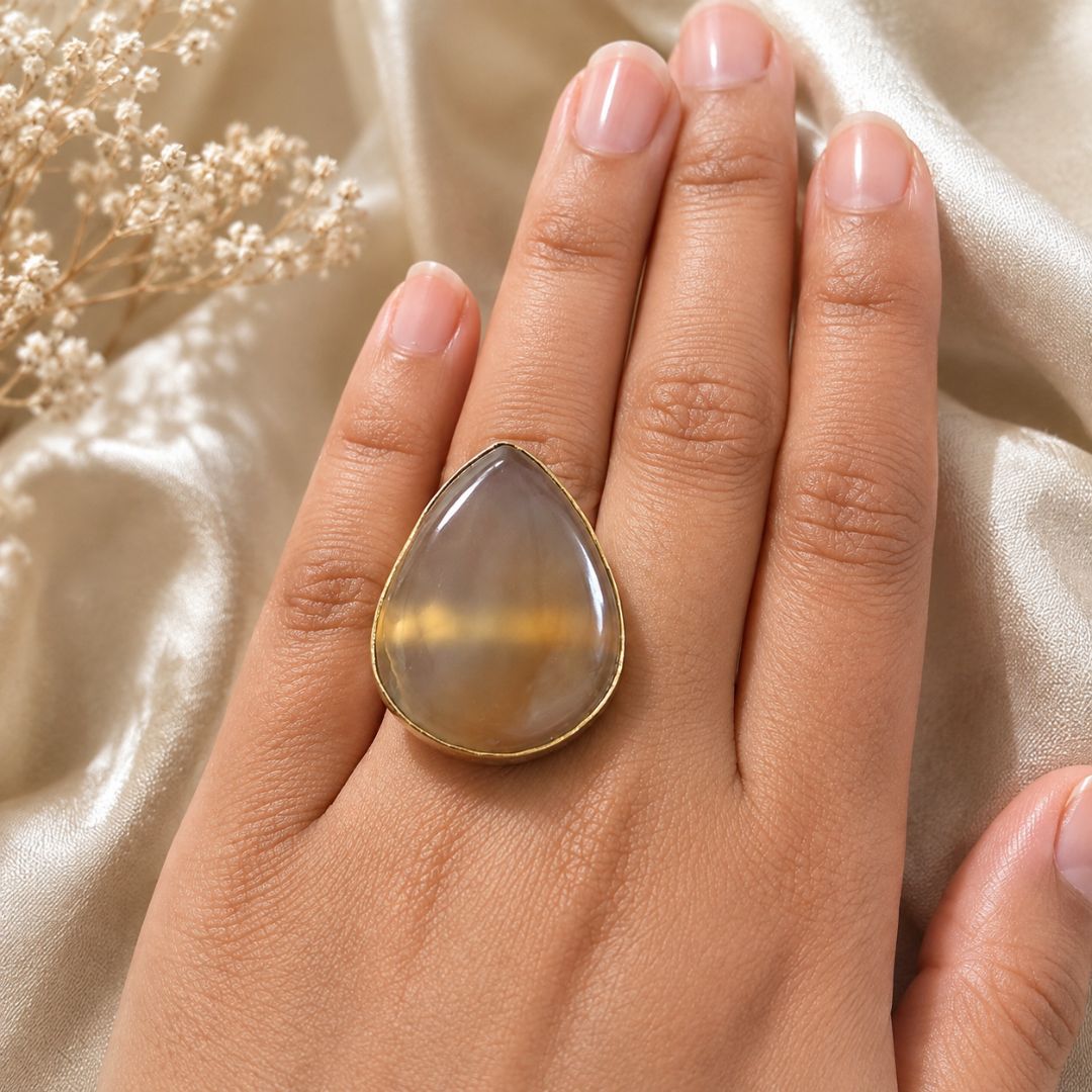 Teardrop Amethyst & Golden Quartz Gemstone Pendant
