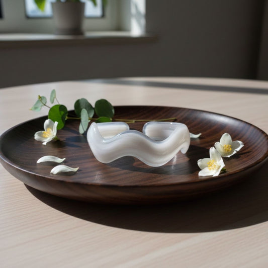 Frost White Resin Wave Bangle Bracelet for Women – Minimal Cuff