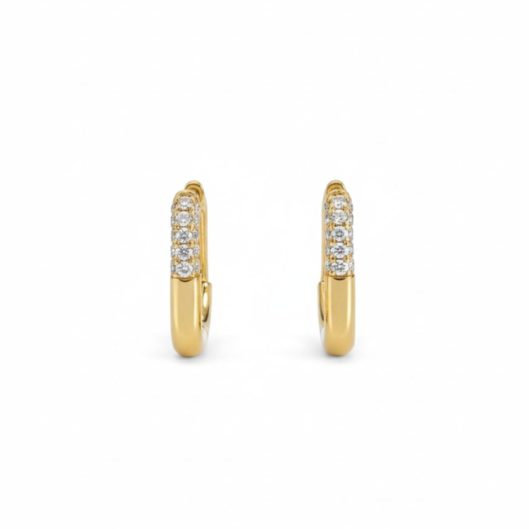 Gold Plated CZ Square Hoop Earrings | Anti-Tarnish