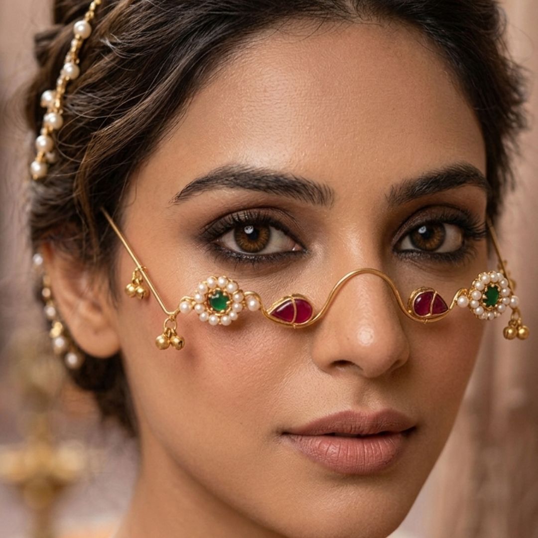 Traditional Kundan Pearl & Meenakari Bridal Hair Accessory