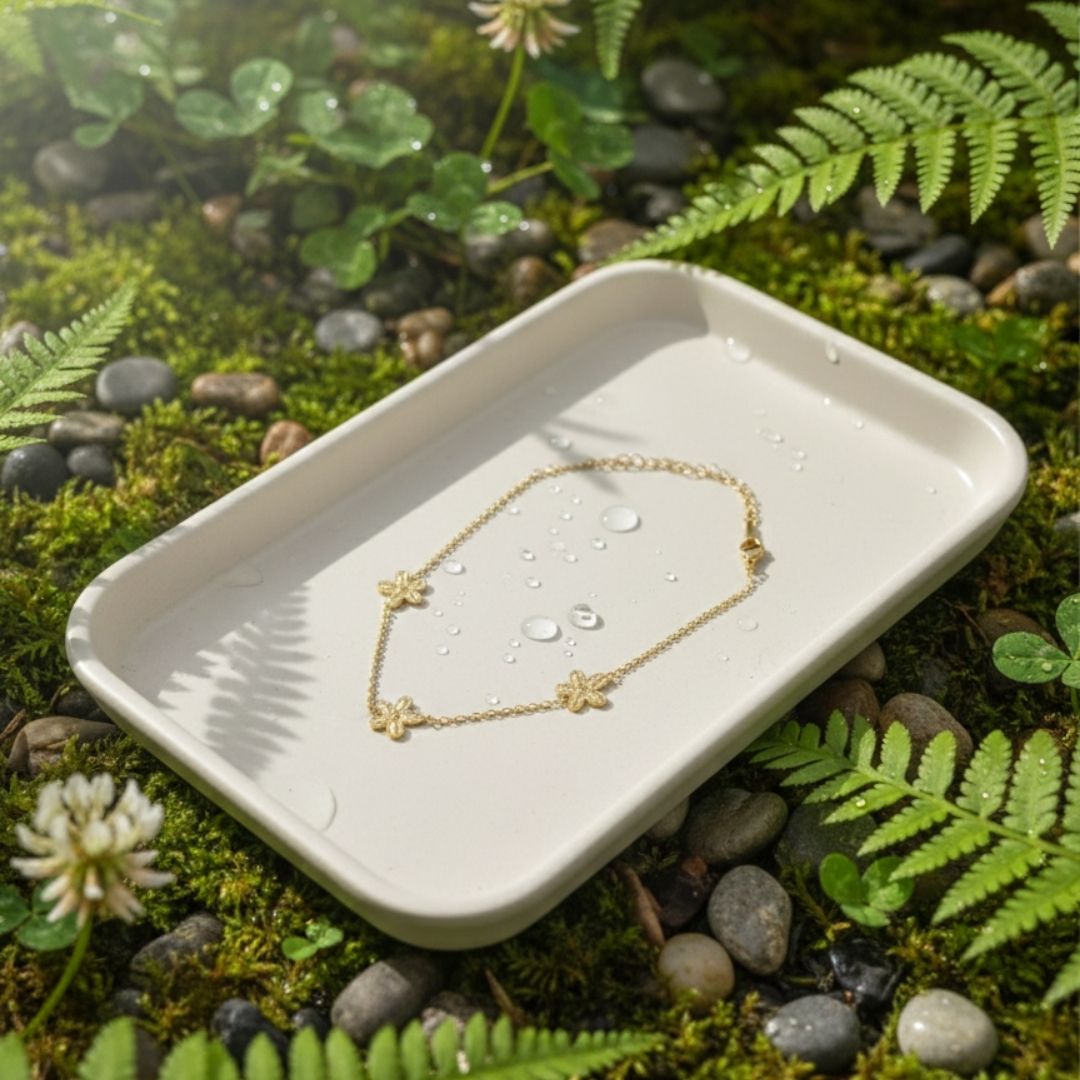 Minimal Gold Flower Anklet – Adjustable Chain