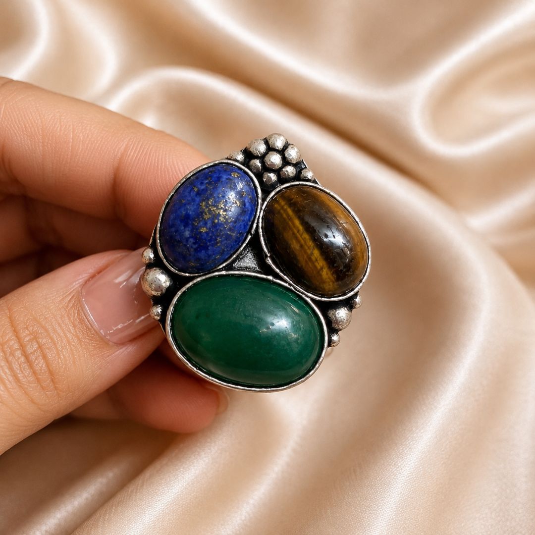 Mystic Trio Tiger Eye Gemstone Ring