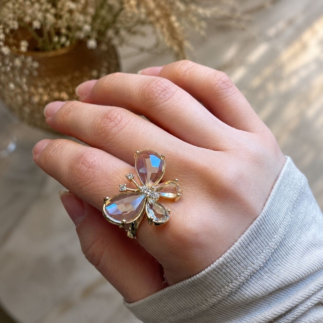 Big Crystal Butterfly Ring