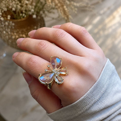 Big Crystal Butterfly Ring