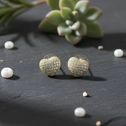 Heart Shaped CZ Stud Earrings