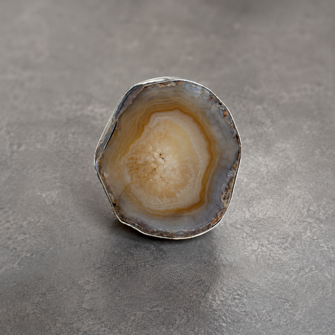 Natural Agate Slice Ring