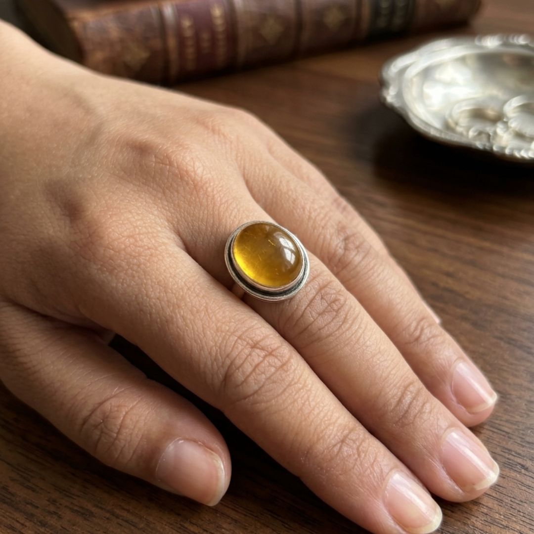 Vintage Lapis Yellow Stone Silver Ring