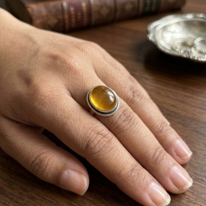 Vintage Lapis Yellow Stone Silver Ring