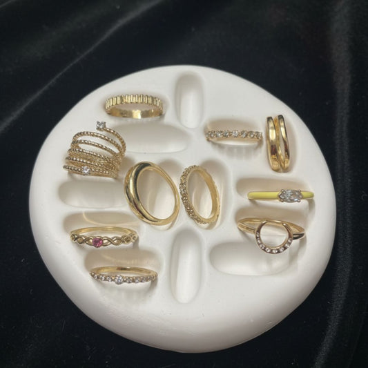 10-Piece Gold Finish Combo Ring Set for Women | Adjustable Daily Wear Rings